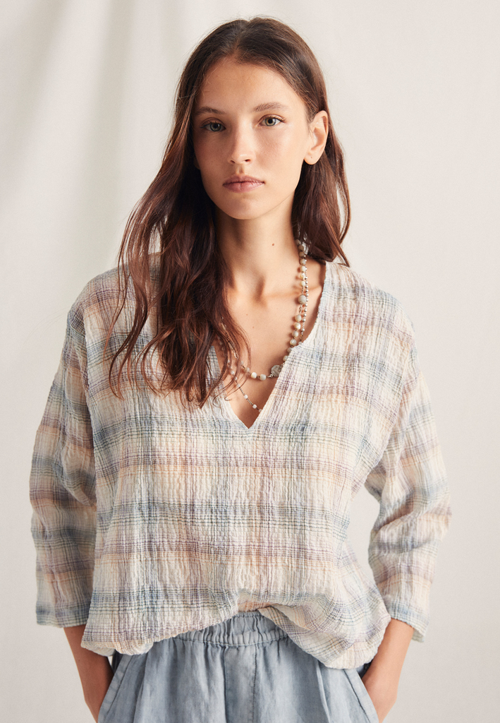 [1C6777GLAM2636/XSUN] BLUSA M/C CUADROS (XS/36)