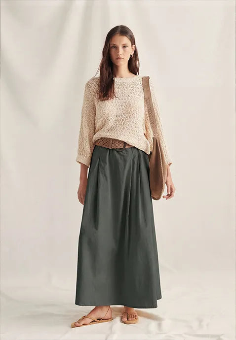 [1F6135PLAYA2636/XSVO] FALDA LARGA (XS/36, VERDE OSCURO)
