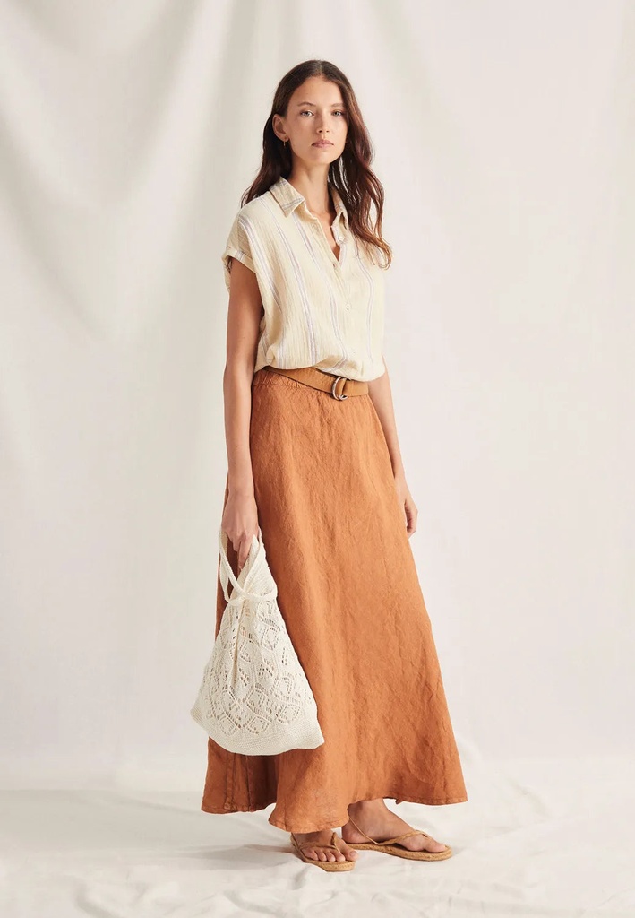 [1F6752GALDA2636/XSCL] FALDA LINO (XS/36, CARAMELO)