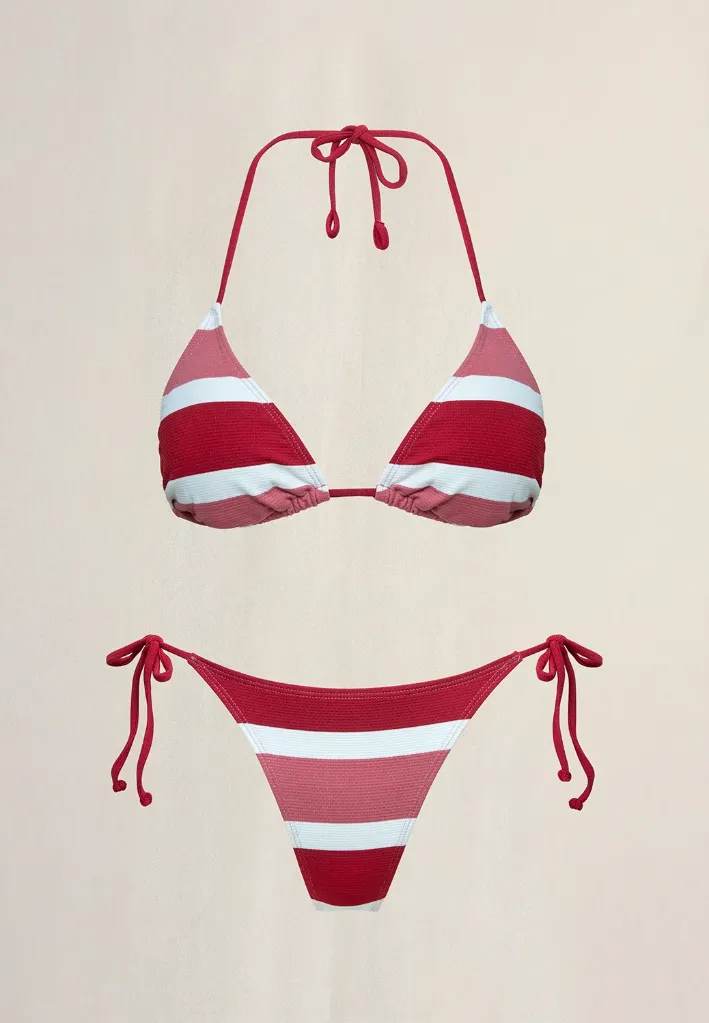 [1B581MILA2636/XSRO] BIKINI CORTINA RAYAS (XS/36, ROJO)