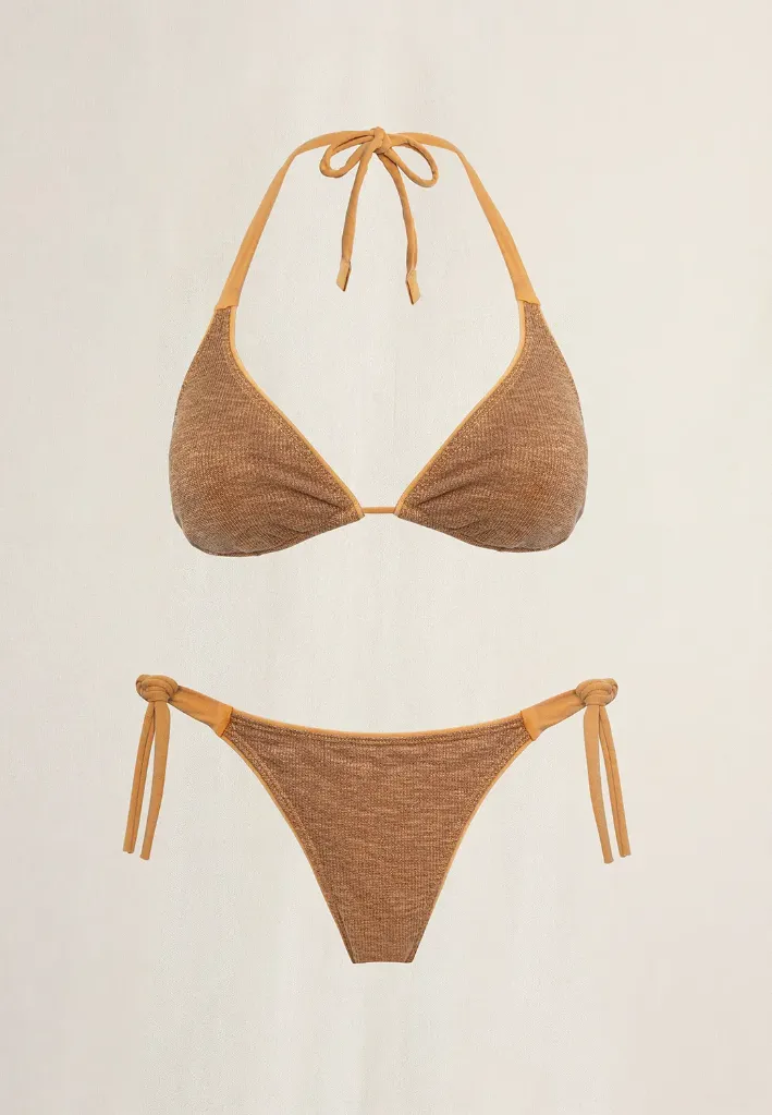 [1B840MERLA2636/XSMO] BIKINI CORTINA LUREX (XS/36, MOSTAZA)