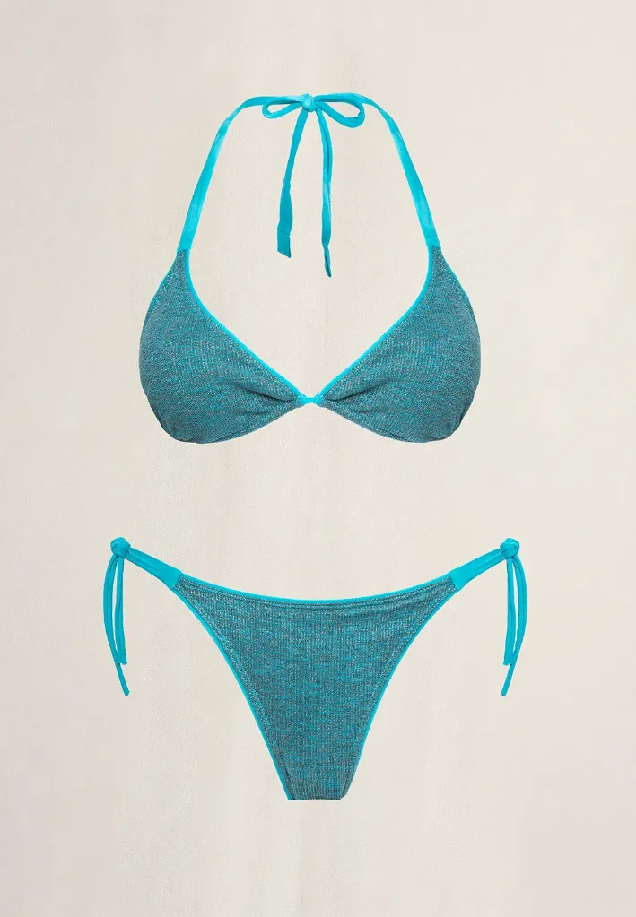 [1B840MERLA2636/XSAA] BIKINI CORTINA LUREX (XS/36, AGUA)