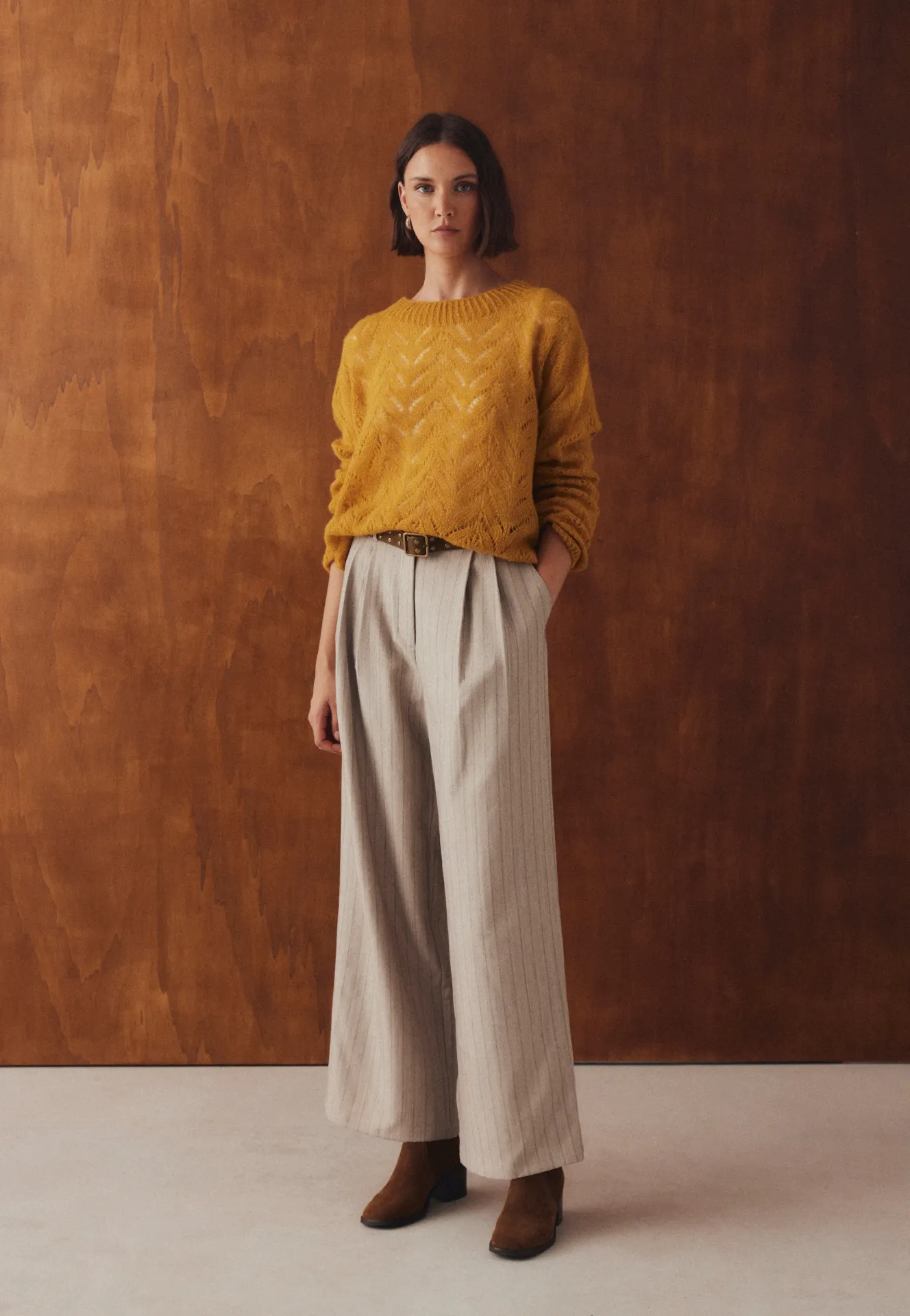 [1P6949PATRIZZIA26W36/XSUN] PANTALON PINZAS RAYAS (XS/36)