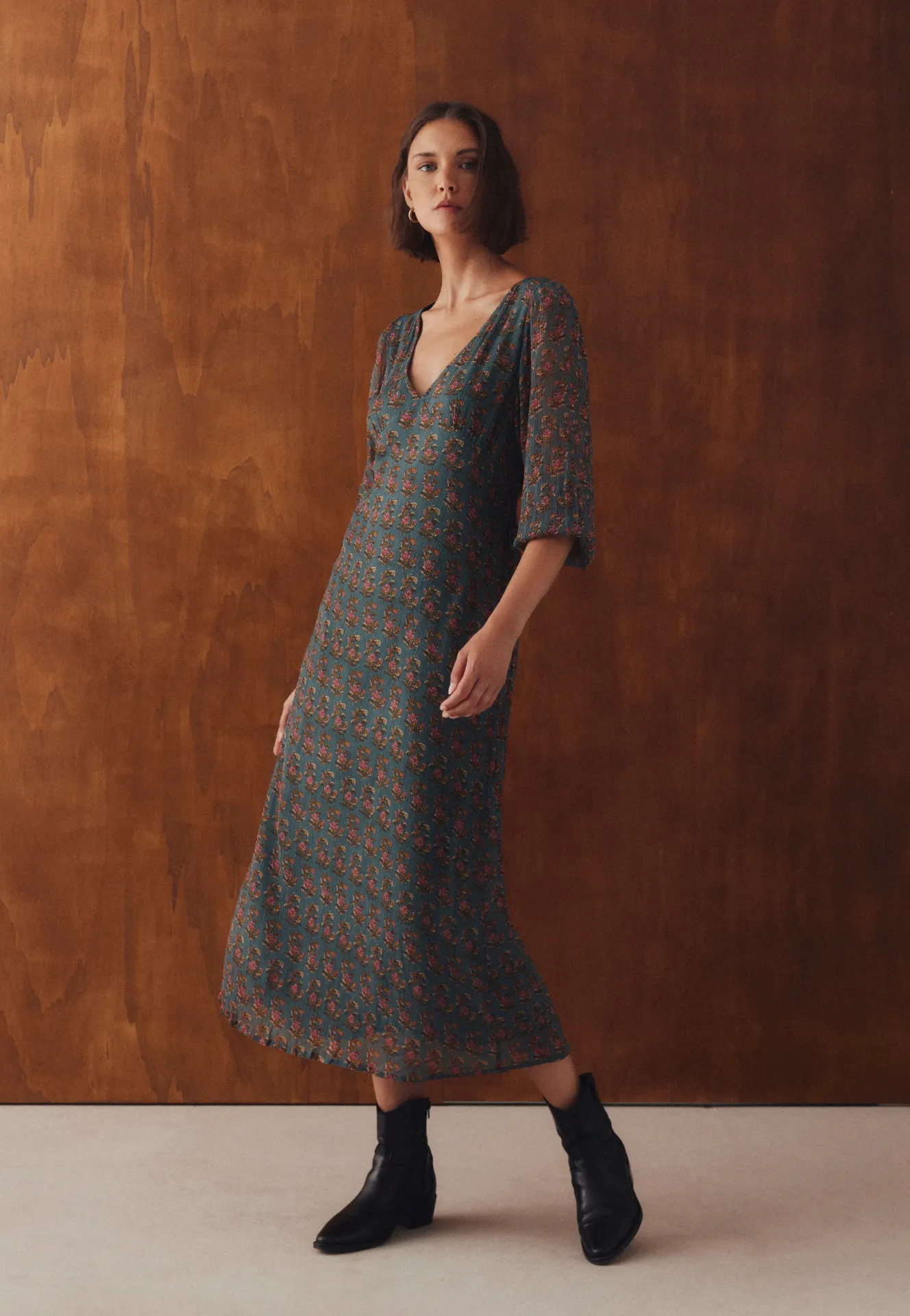 [1V6603FLOR26W36/XSUN] VESTIDO PICO ESTAMPADO (XS/36)