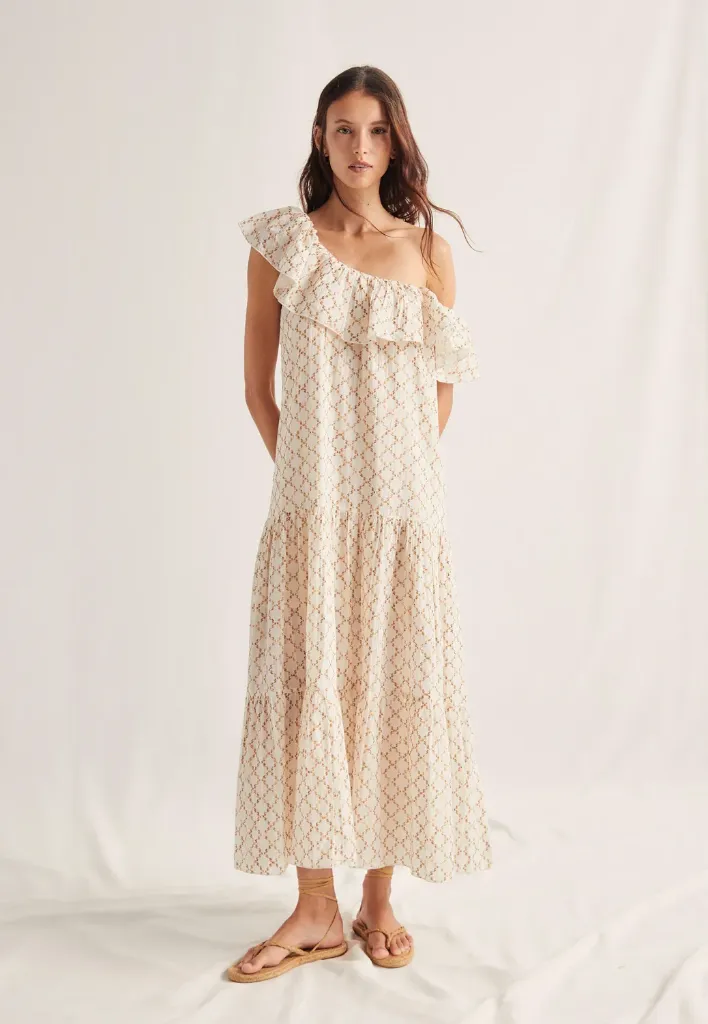VESTIDO VOLANTE BORDADO ETNICO