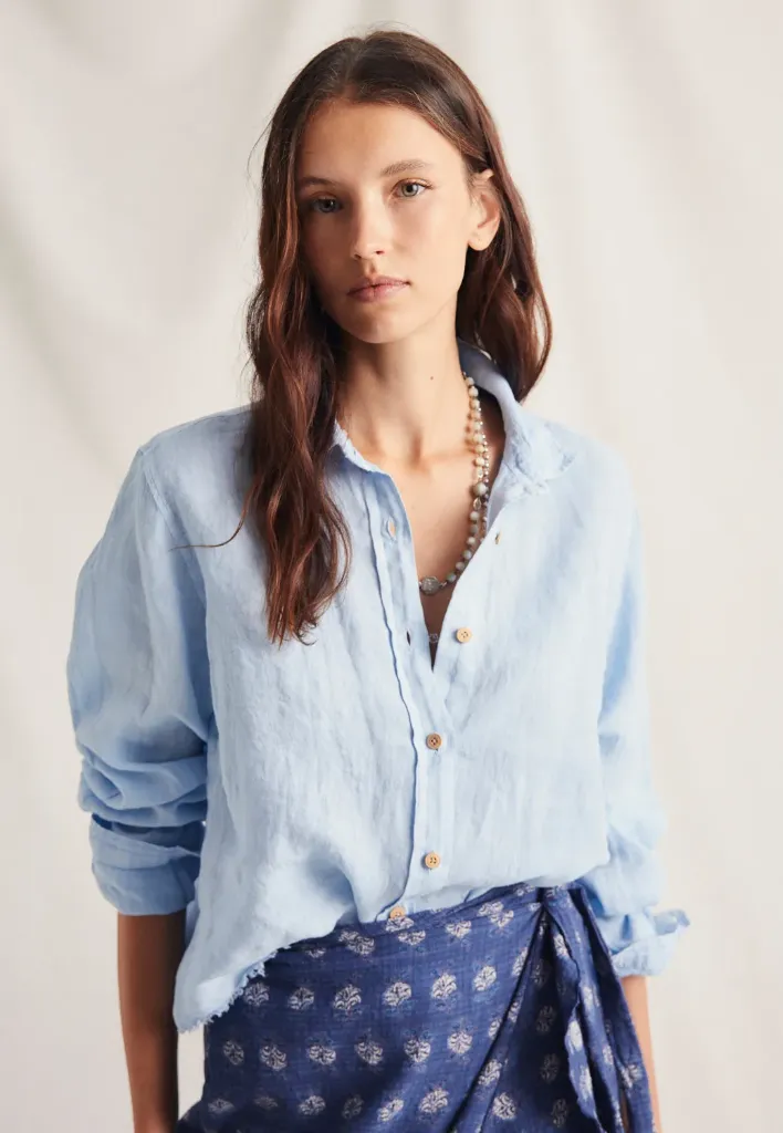 [1C6258MENORCA2636/XSCE] CAMISA LINO (XS/36, CELESTE)